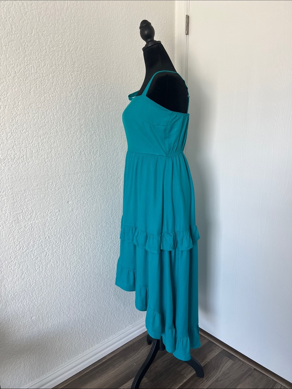 Trixxi Teal Ruffle High-Low Sundress - Picture 3 of 9